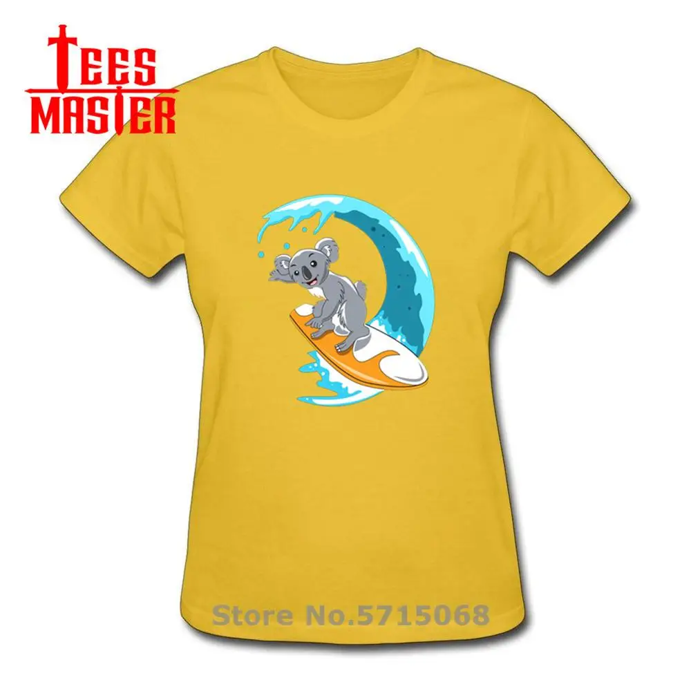 Новые забавные милый коала kawaii серфинг Коала Дизайн летние женские футболки на