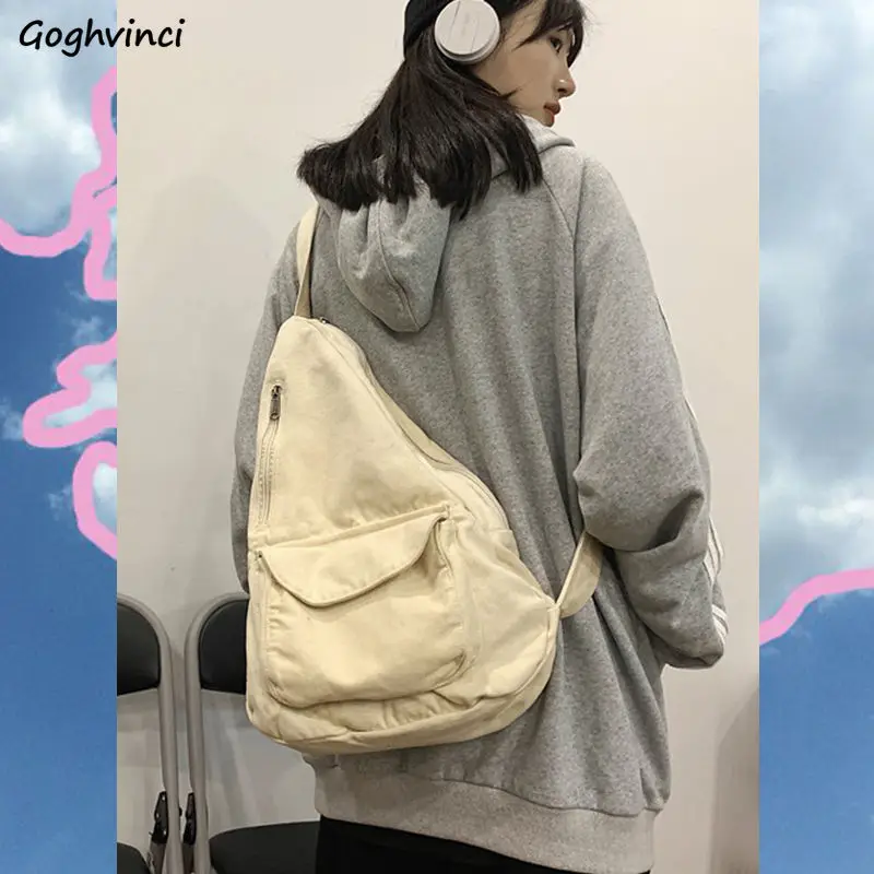 

Сумки через плечо Harajuku, однотонные, большие, винтажные, холщовые, для студентов, в японском стиле, стильные, ретро, простые, унисекс, BF