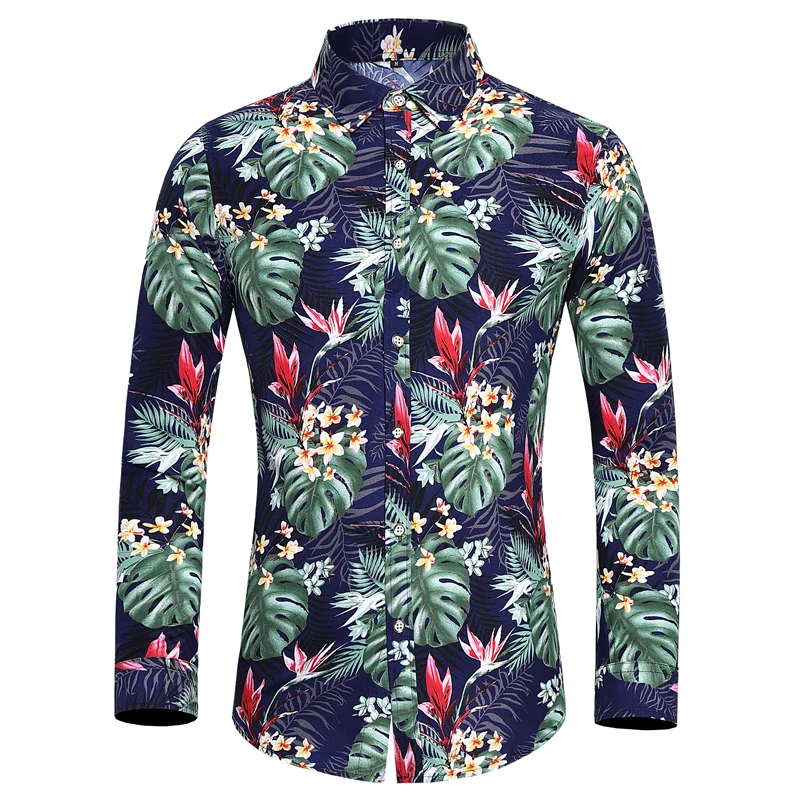 New Fashion Men's Printed Floral Long Sleeve Casual Shirt Soft Thin Spring Summer Standard Fit Social Business Dress Shirt S-7XL