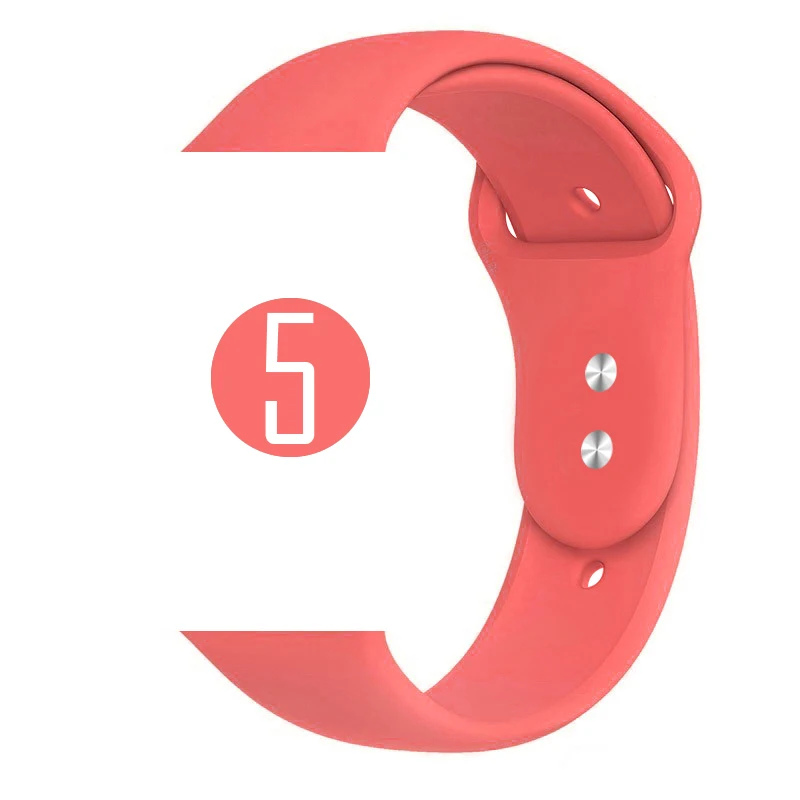 5 Hotpink Цветной мягкий силиконовый спортивный ремешок для Apple Watch Series 5 4 3 2 1 38 мм 42 мм резиновый ремешок для часов iWatch 5 4 40 мм 44 мм - Цвет ремешка: 5 Hotpink