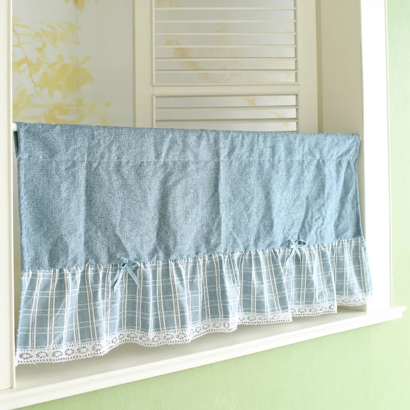 Light Luxury Chenille Pure Stitching Lattice American for Living Room Bedroom Balcony Short Curtain Half Head | Дом и сад