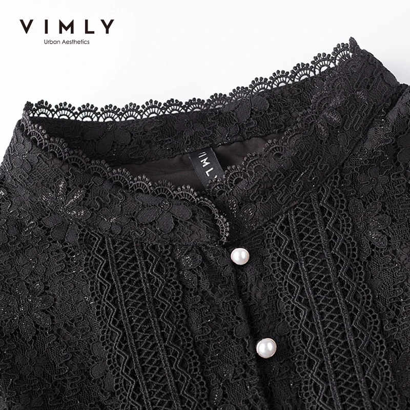 Женское кружевное мини-платье VIMLY Элегантное летнее платье с воротником-стойкой