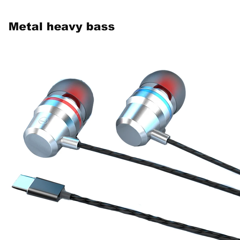 Проводные наушники-вкладыши типа c металлическая гарнитура с микрофоном