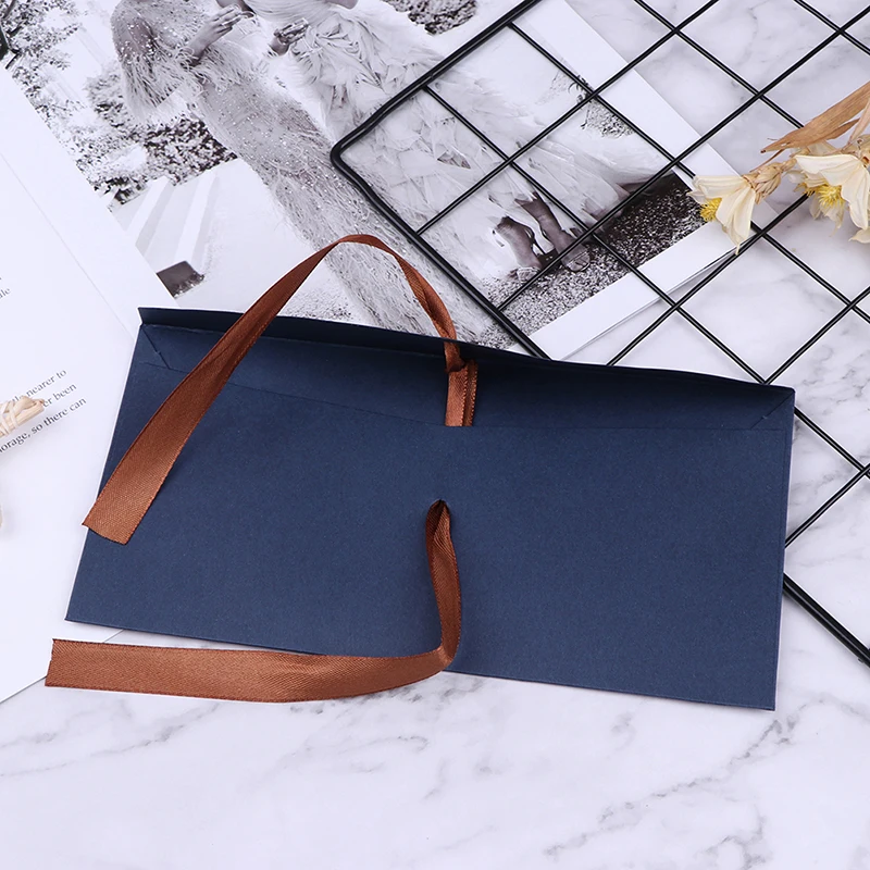 

1pc Vintage Ribbon Pearl Paper Envelopes for Wedding Invitation Envelope Gift Envelope 4 Colors 22*11cm