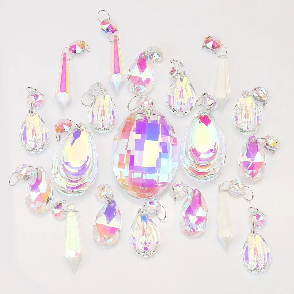 От H & D (18 шт. цветная лампа призмы детали с Восьмигранная бусина люстра Стекло