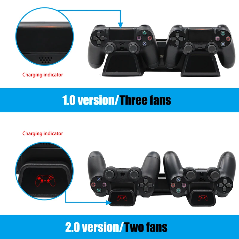 for ps4ps4 slimps4 pro vertical stand led cooling fan dual controller charger charging station for sony playstation 4 cooler free global shipping