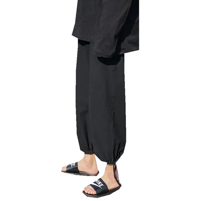 Брюки-султанки мужские льняные до щиколотки Джоггеры в стиле Харадзюку уличная