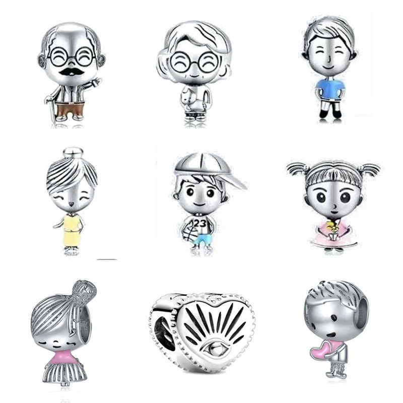 Новый европейский Серебристый браслет для мальчиков и девочек мама папа бабушка