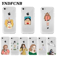 korean cute girl coque shell phone case for iphone se 2020 11 pro x xr xs max 6 6s 7 8 plus soft clear cover coque shell