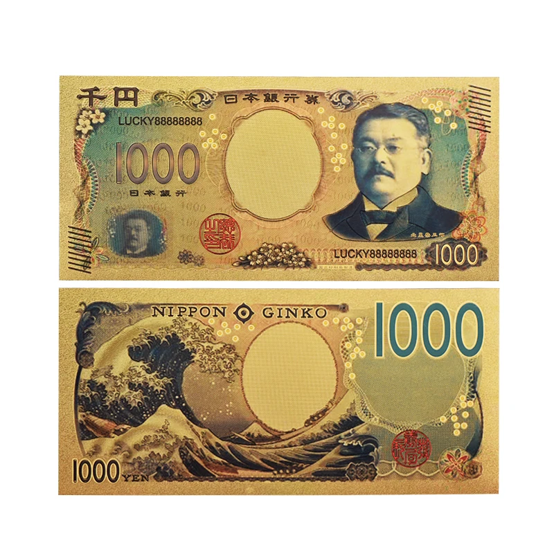 

1PCS Lucky 88888888 Color Japan Gold Banknote 10000 Yen Banknotes in AAA 99.9% Gold Plated For Collection Business Gift