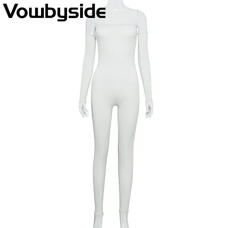 

Women's Spring New Style Solid Color Irregular Slash Neck Long sleeve Slim Trousers Jumpsuit Romper Playsuit