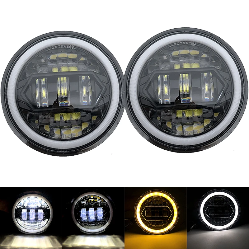 

Pair 7Inch Round LED Headlight for Jeep Wrangler JK Hummer H1 H2 Lada 4x4 urban Niva H4 Driving Light with DRL Amber Turn Signal