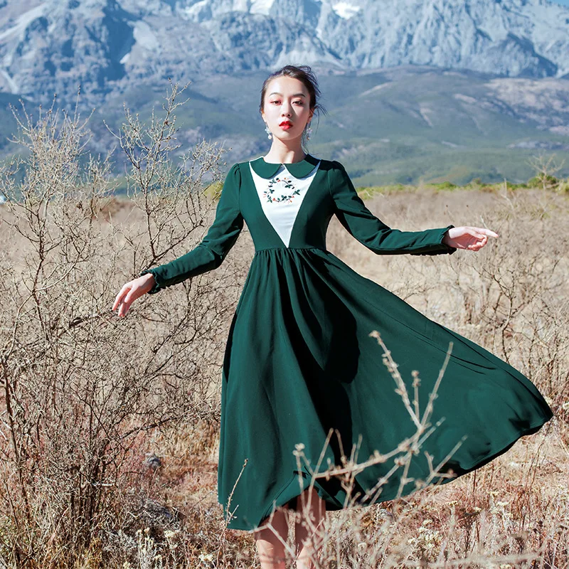 Женская одежда новинка весны однотонное облегающее платье с вышивкой в стиле