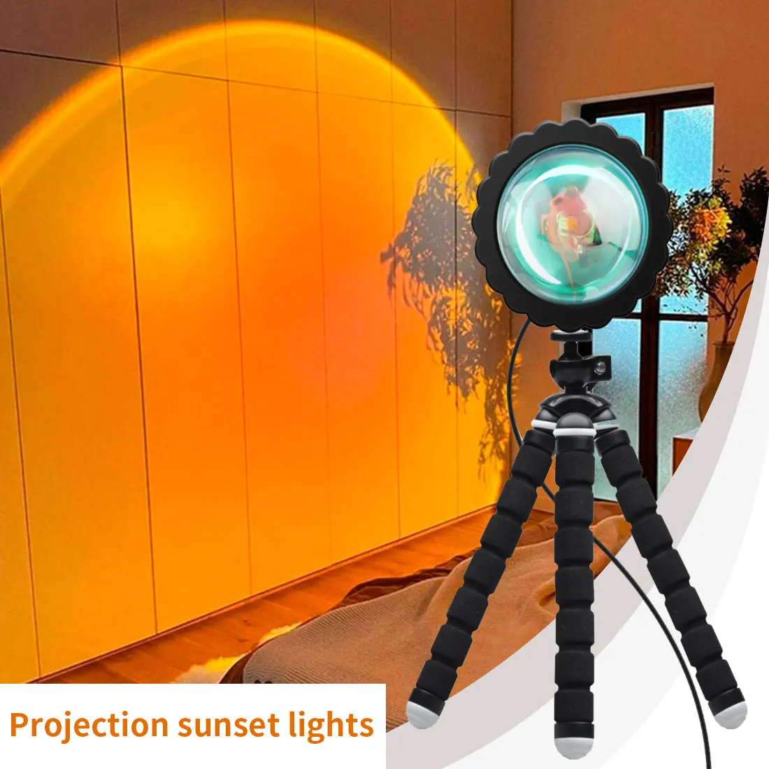

Sunset Lamp Projector Rainbow Floor Led Night Light Home Coffe Shop Photograph Background Wall Decoration Sunset Projection Lamp