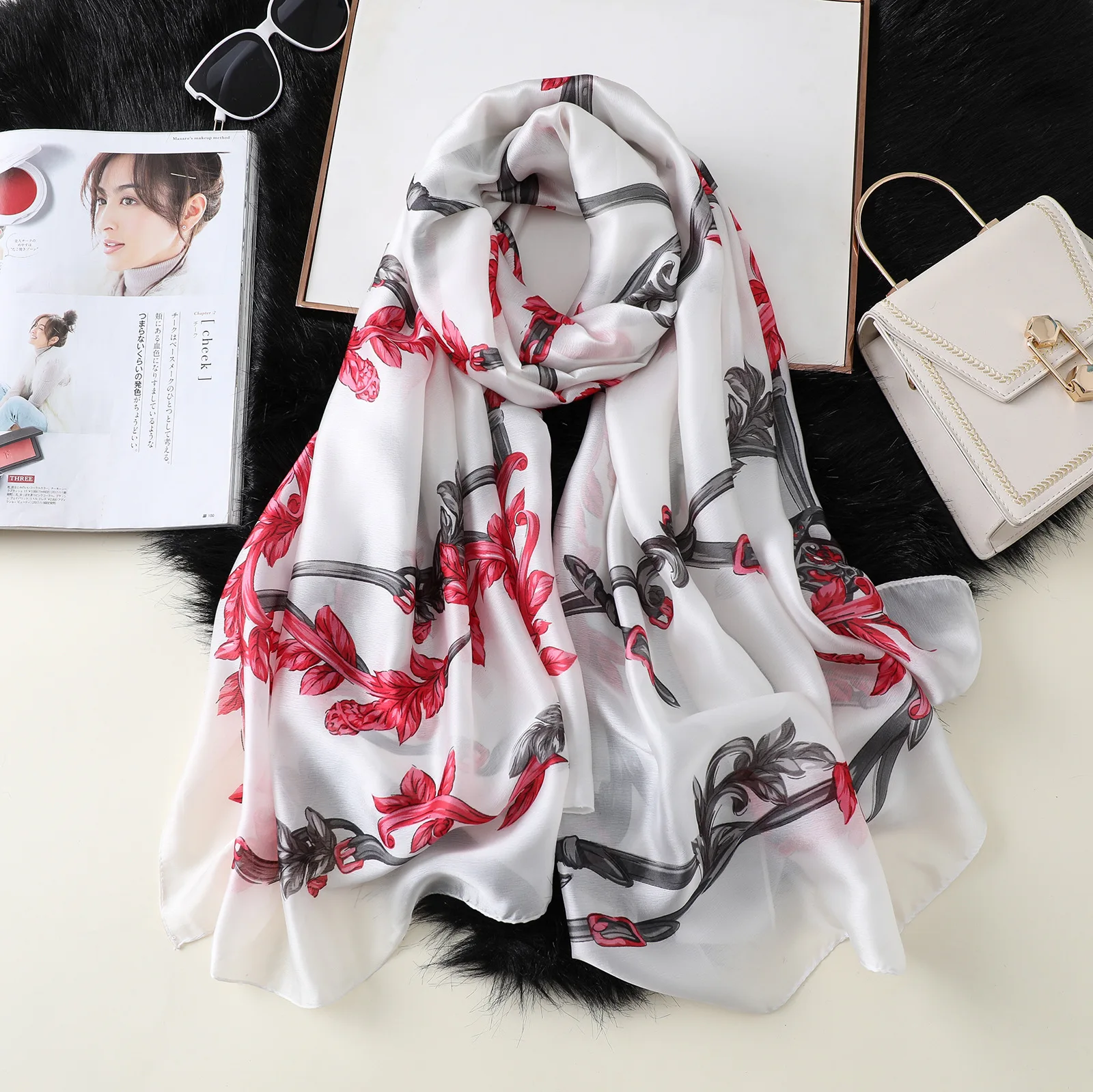 180*90 см 2020 новые женские печать имитация шелка шелковая шаль шарф мода