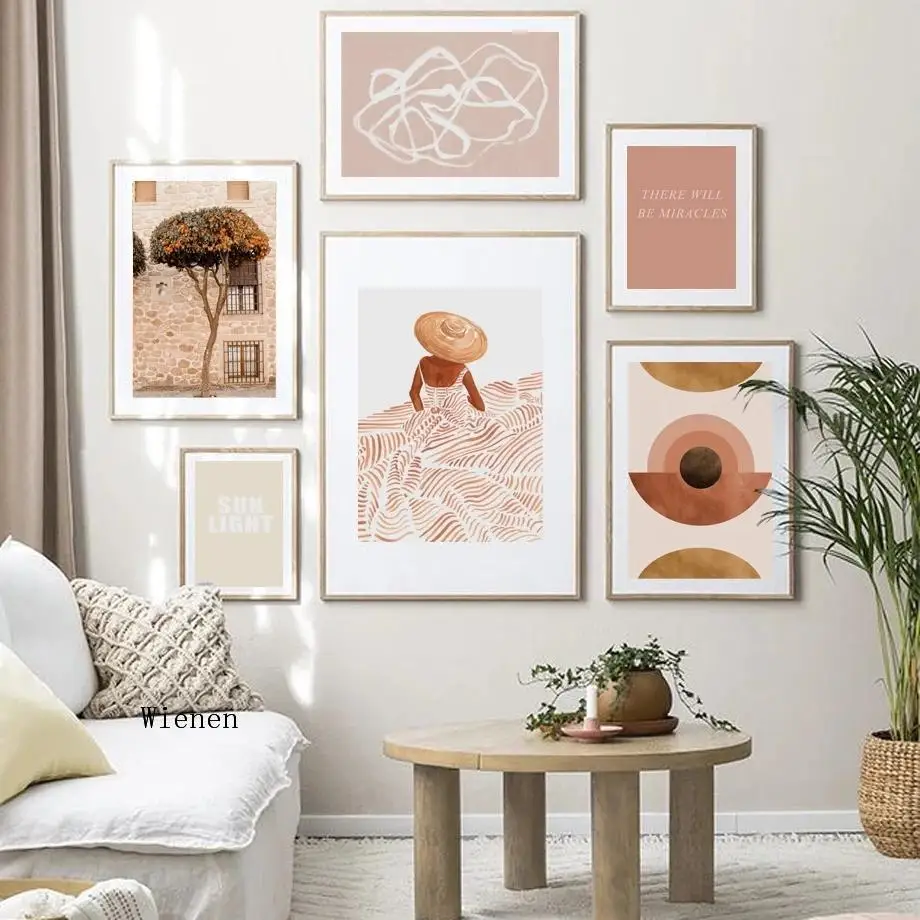 

Abstract Line Lady Orange Tree Quotes Canvas Posters and Prints Gallery Wall Art Canvas Painting Wall Pictures for Living Room
