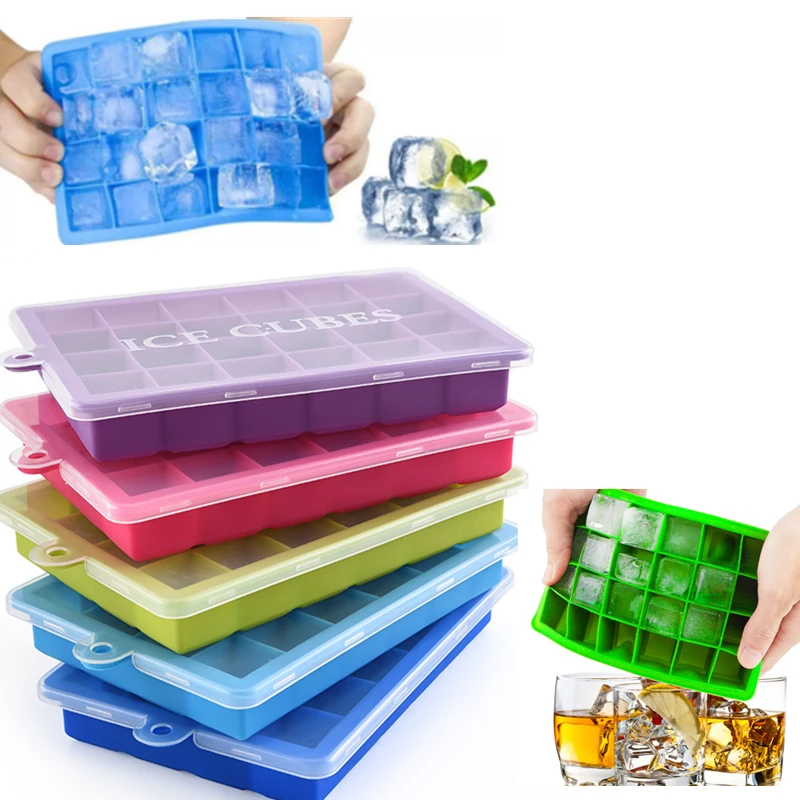 Форма для льда с крышкой 24 ячейки экологически чистый силикон квадратный поднос