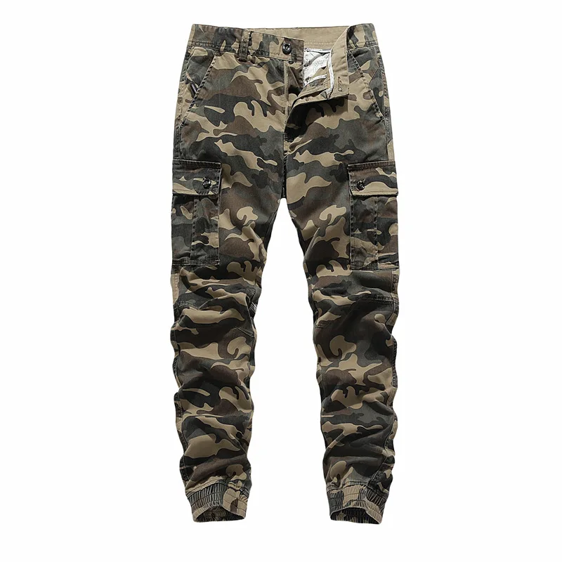 

Spring Autumn Men's Fashion Outdoor Sports Camouflage Long Trousers Casual 100% Cotton Overalls Male Multi-pockets Cargo Pants