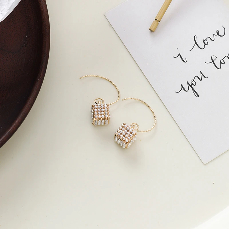 Модные маленькие Геометрические Квадратные серьги кольца с искусственным