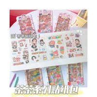 4pcsset kawaii cute girl stationery diary sticker pack stationary bear cartoon sticker scrapbook handmade decoration notebook