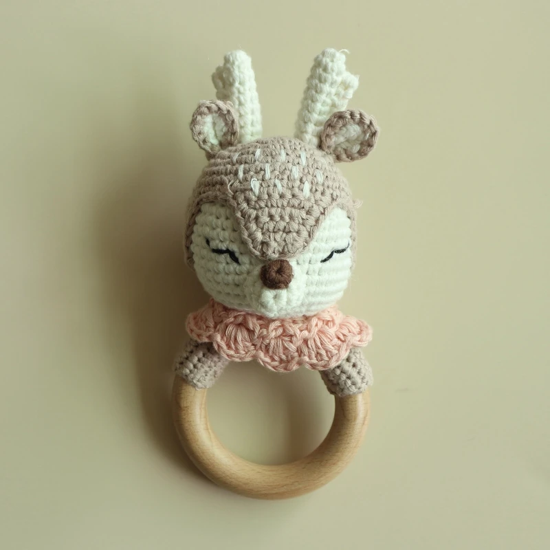 

Baby Pacifier Clip Chain Newborn Dummy Holder Teething Bracelet Crochet Elk Soother Toy Infants Rattle Teether Gifts