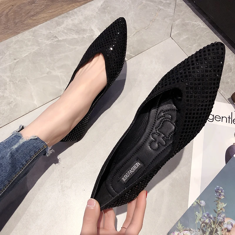 Женская обувь на плоской подошве Элегантные модные женские балетки с острым