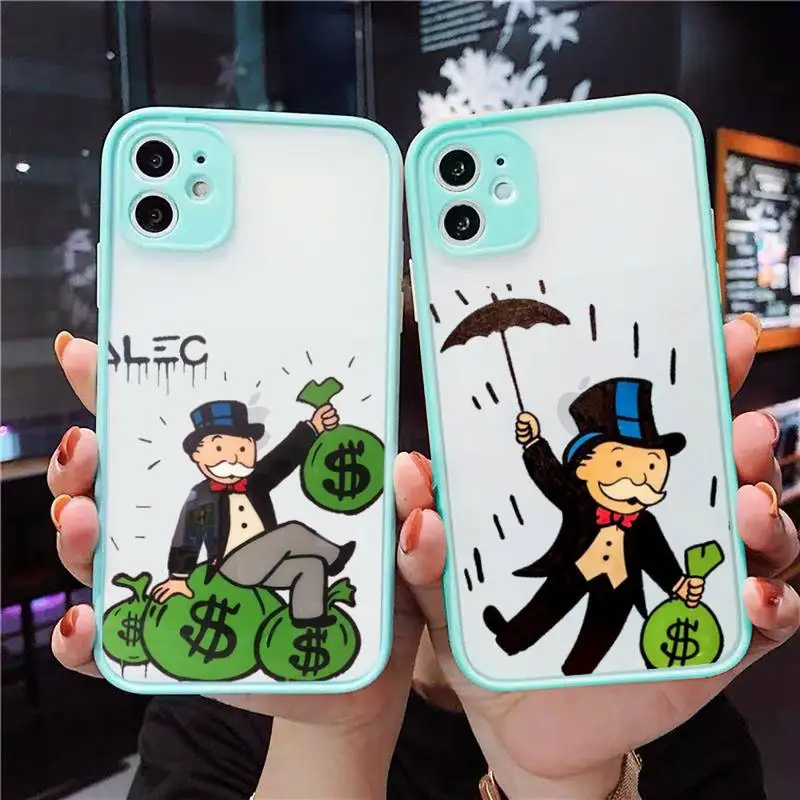 

Cartoon Luxury Dollar MonopolyS Phone Case Clear Funda matte transparent For blue iPhone 7 8 x xs xr 11 12 pro plus max mini