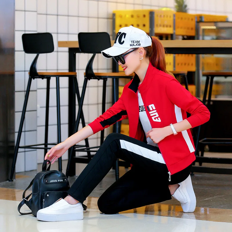 

Spring and autumn new Guibu dance sports leisure suit women's early autumn three piece suit big size loose fashion #1858