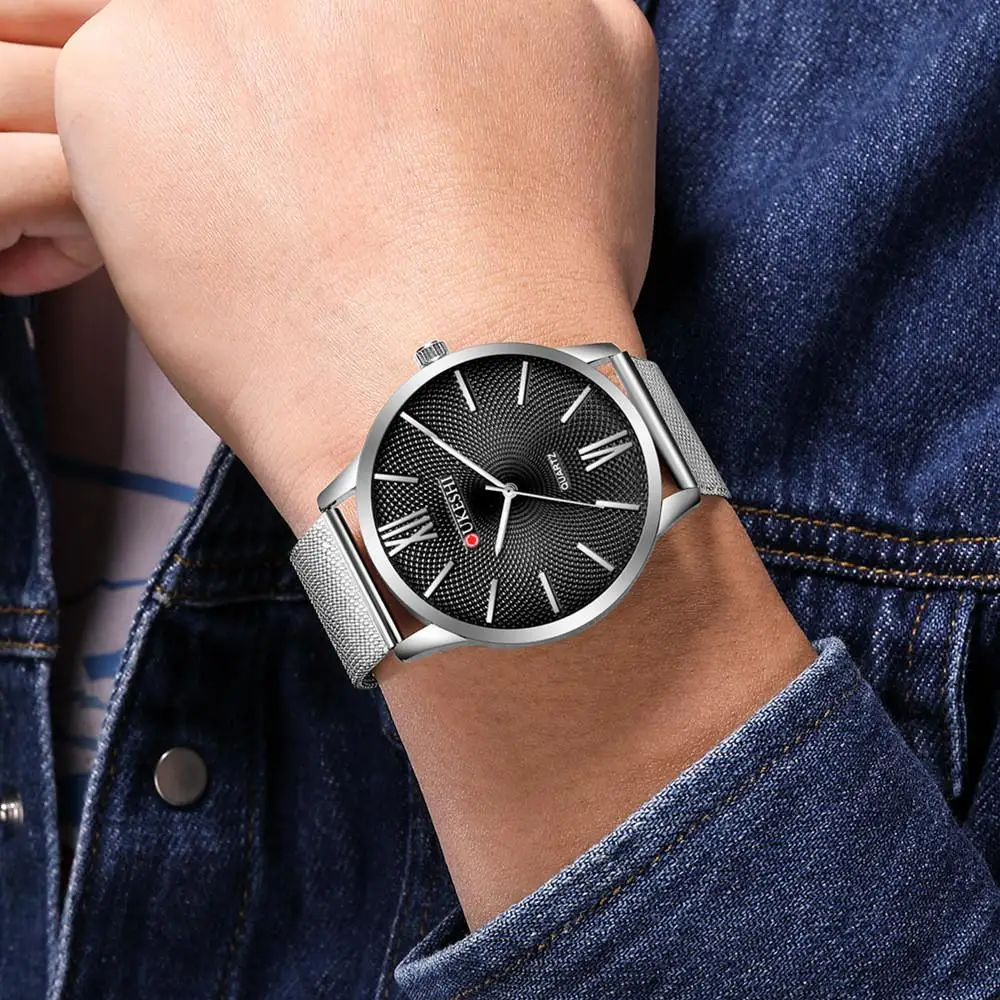 OUKESHI Fashion Mens Simple Watches Top Brand Luxury Quartz Watch Men Casual Slim Mesh Steel Sport Watch Relogio Masculino casual simple stylish mens watch luxury biden brand watch ultra thin dial design steel mesh strap quartz watch men clock relogio