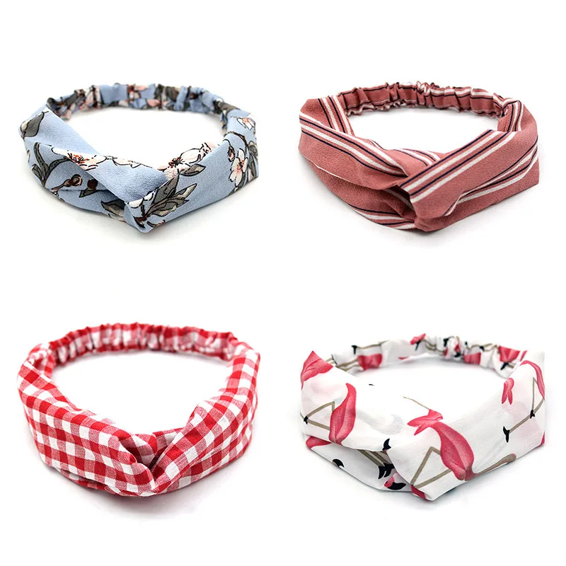 

Fashion Women Girls Summer Bohemian Hair Bands Print Headbands Vintage Cross Turban Bandage Bandanas HairBands Hair Accessories