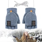 Перчатки с электрическим подогревом и USB, двусторонние перчатки с подогревом, варежки, перезаряжаемые водонепроницаемые с регулируемой температурой, для велоспорта, лыжного спорта