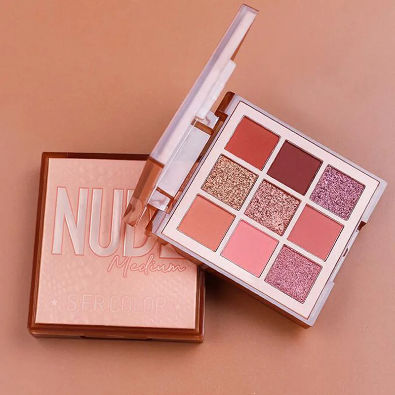 Тени для век 9 цветов телесного цвета теплые тени с перламутровым покрытием