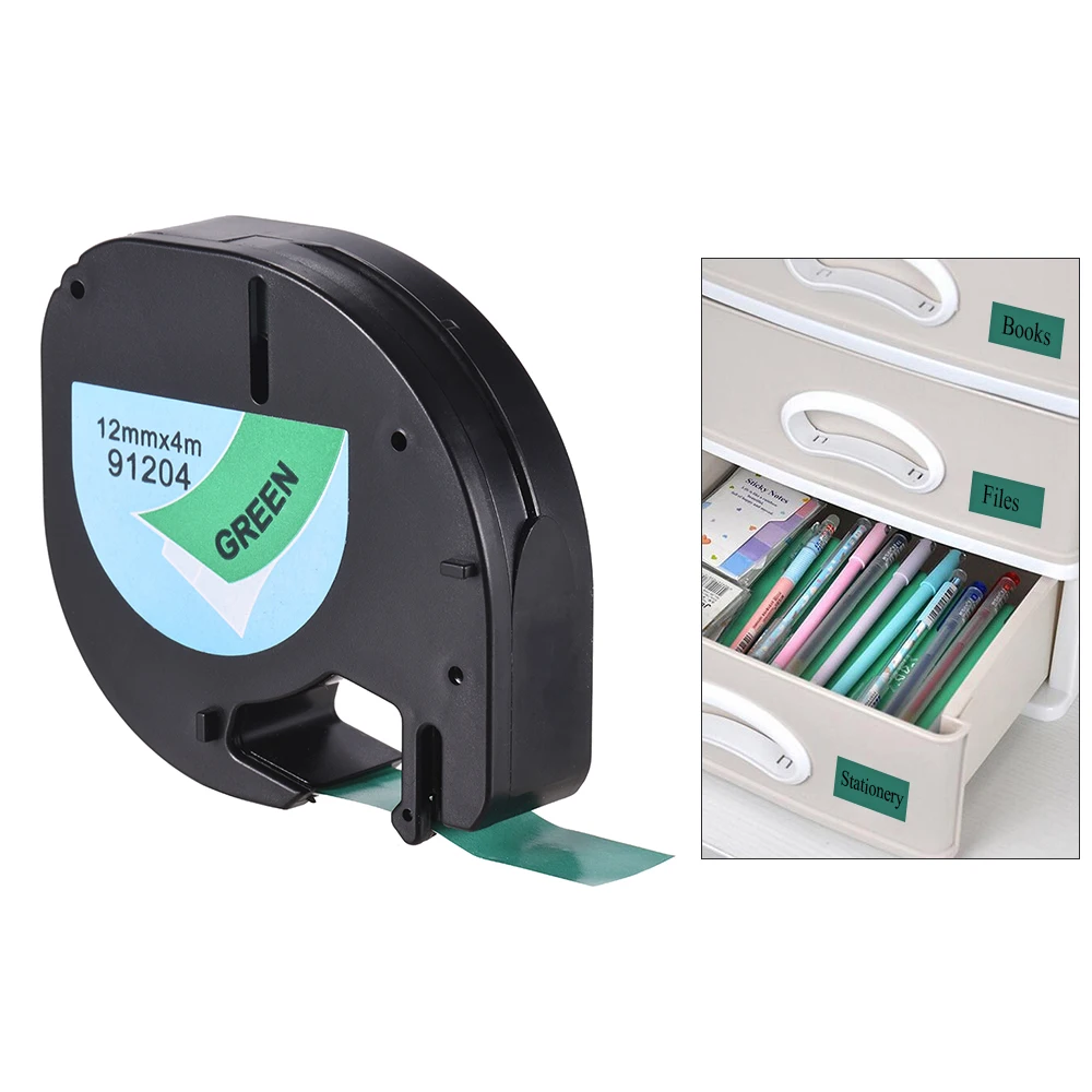 Этикеточная лента 91204 пластик самоклеющиеся заправки черный принт на белом 1/2