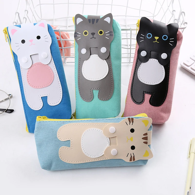 

Pencil Case Kawaii Cats Pencilcase Triangle/Quadrangle Stationery School Supplies Pencils Storage Bts Pencil Cases School Supply