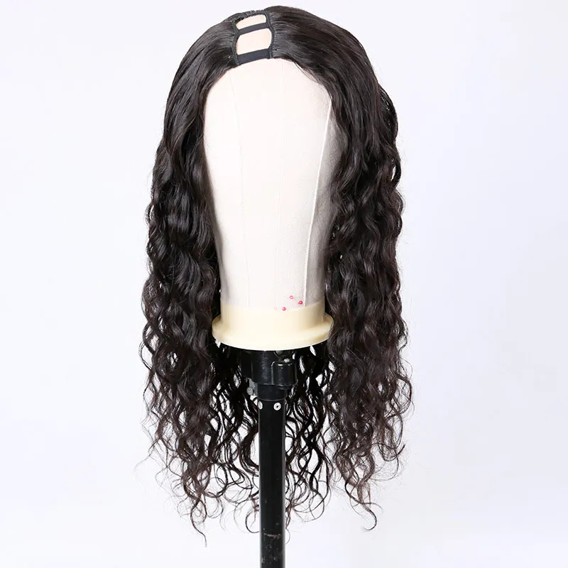 U часть парик человеческие волосы парики 150 плотность тела волна правая