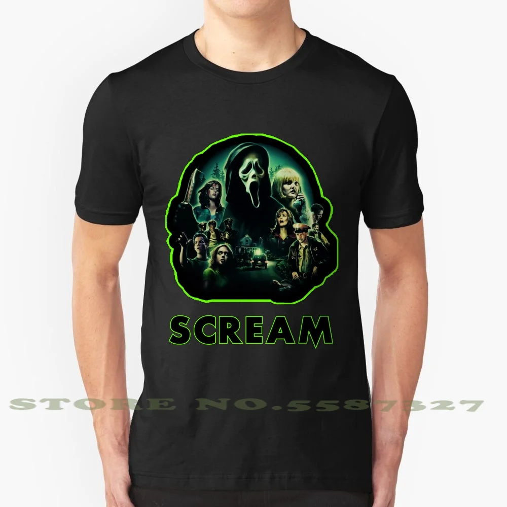 Крик | Зеленая модная Винтажная футболка с изображением удара футболки крика 1 2