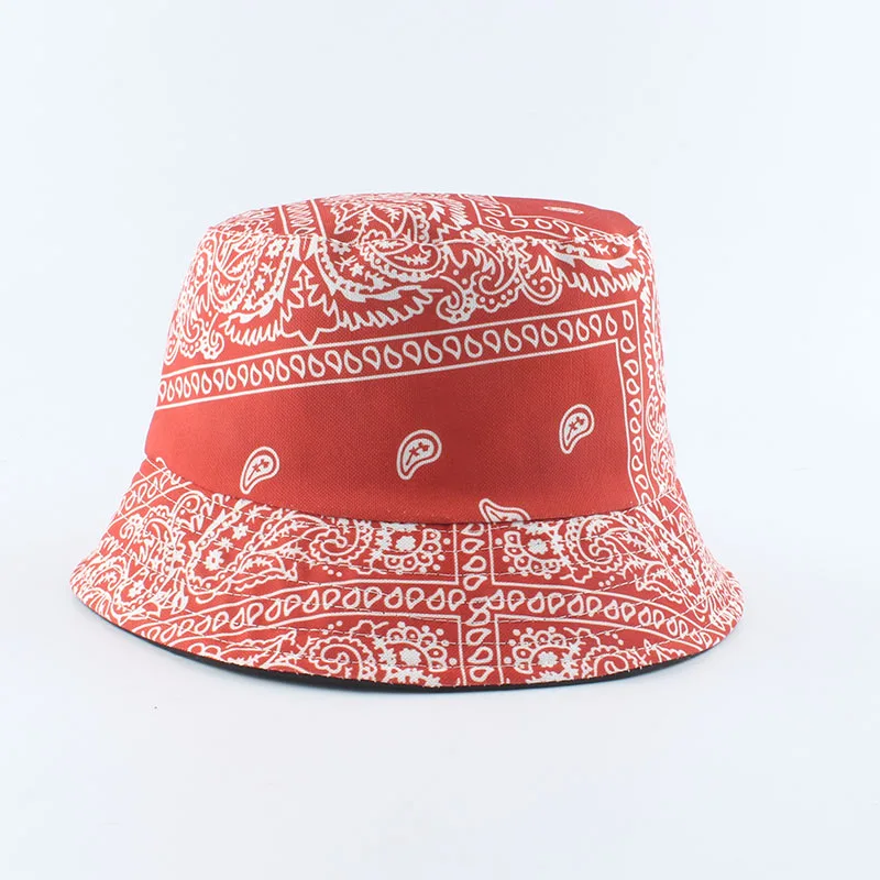 

2021 New Fashion Vintage Print Bucket Hats Reversible Bob Chapeau Femme Hip hop Caps Gorro Men Fisherman Hat