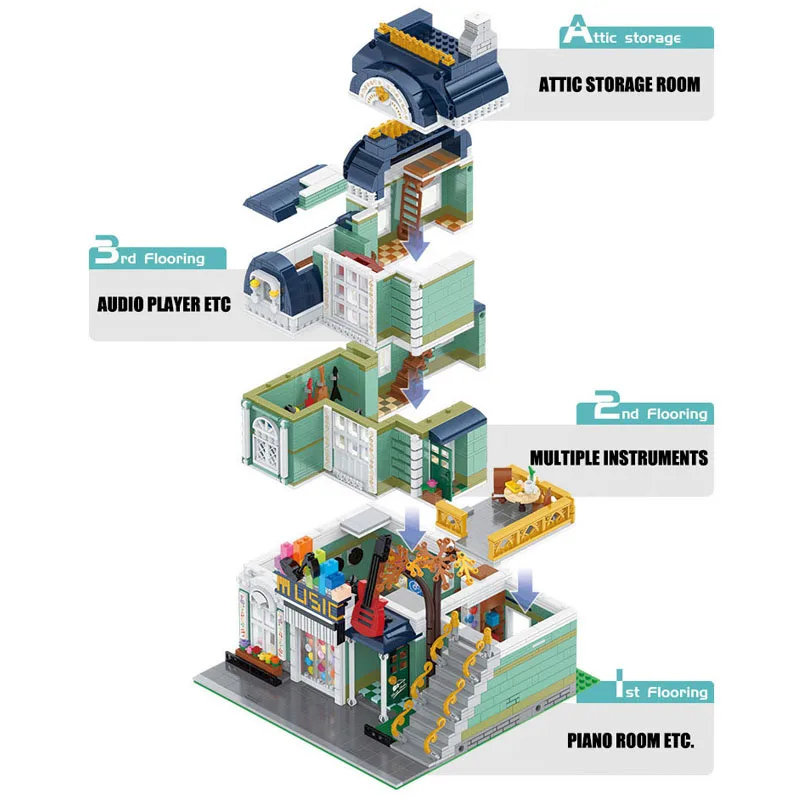 Строительные игрушки YC20008 уличный вид модель магазина музыкальных инструментов