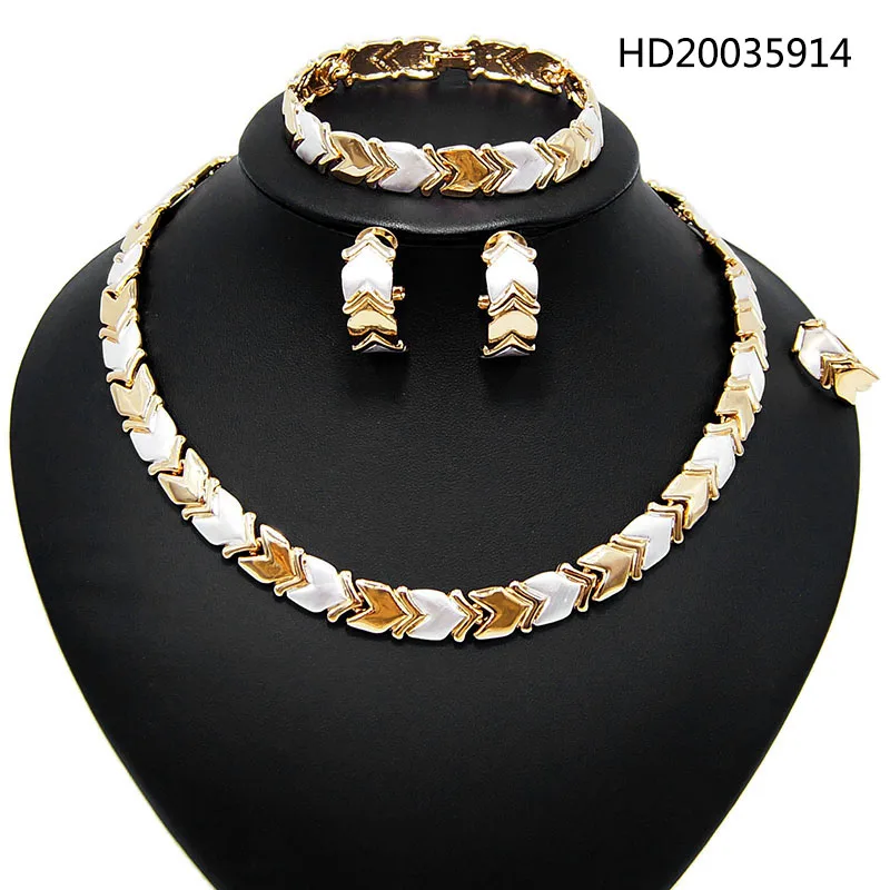 

Yulaili наборы свадебных ювелирных изделий два тона ожерелье серьги браслет кольцо нигерийская Свадьба женская модная Бижутерия Бесплатная д...
