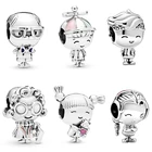 Бусины для внуков и внуков для женщин, ювелирные изделия для браслетов Pandora с шармами сделай сам, для мальчиков и девочек
