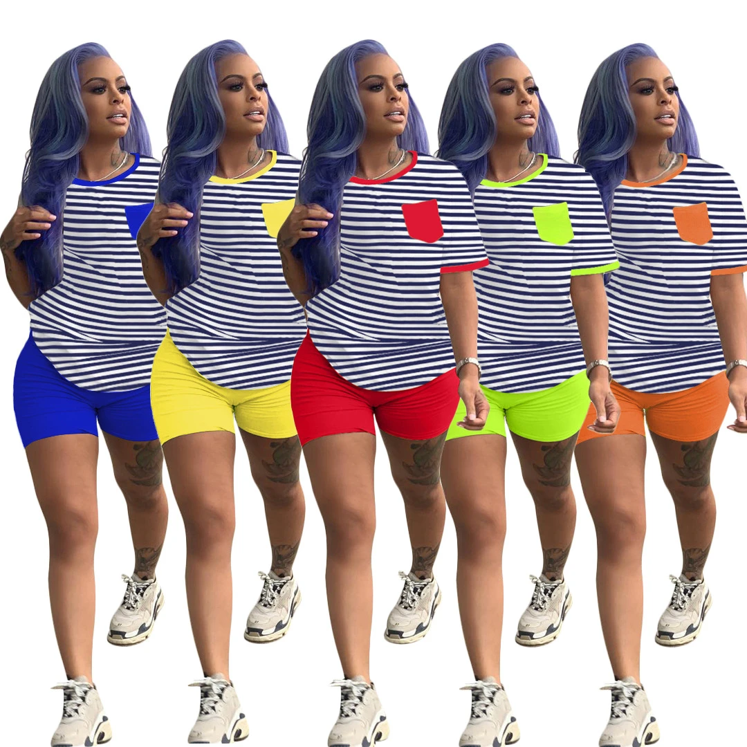 Комплект из двух предметов Летняя одежда для женщин Спортивный костюм Топ в