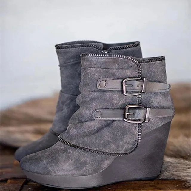 Winter Women Snow Boots Round Toe Slip On Casual Hidden Wedge High Heels Woman Rome Ankle Shoes Plus Size 35-43 Mujer C257 | Обувь