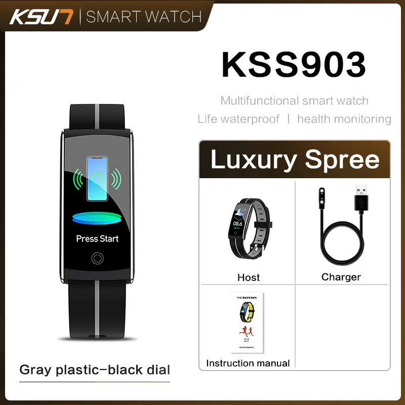 KSS903-B KSUN KSS903 умный браслет с монитором сердечного ритма ЭКГ кровяное давление IP68 фитнес-трекер Wrisatband Смарт-часы - Цвет: KSS903-B