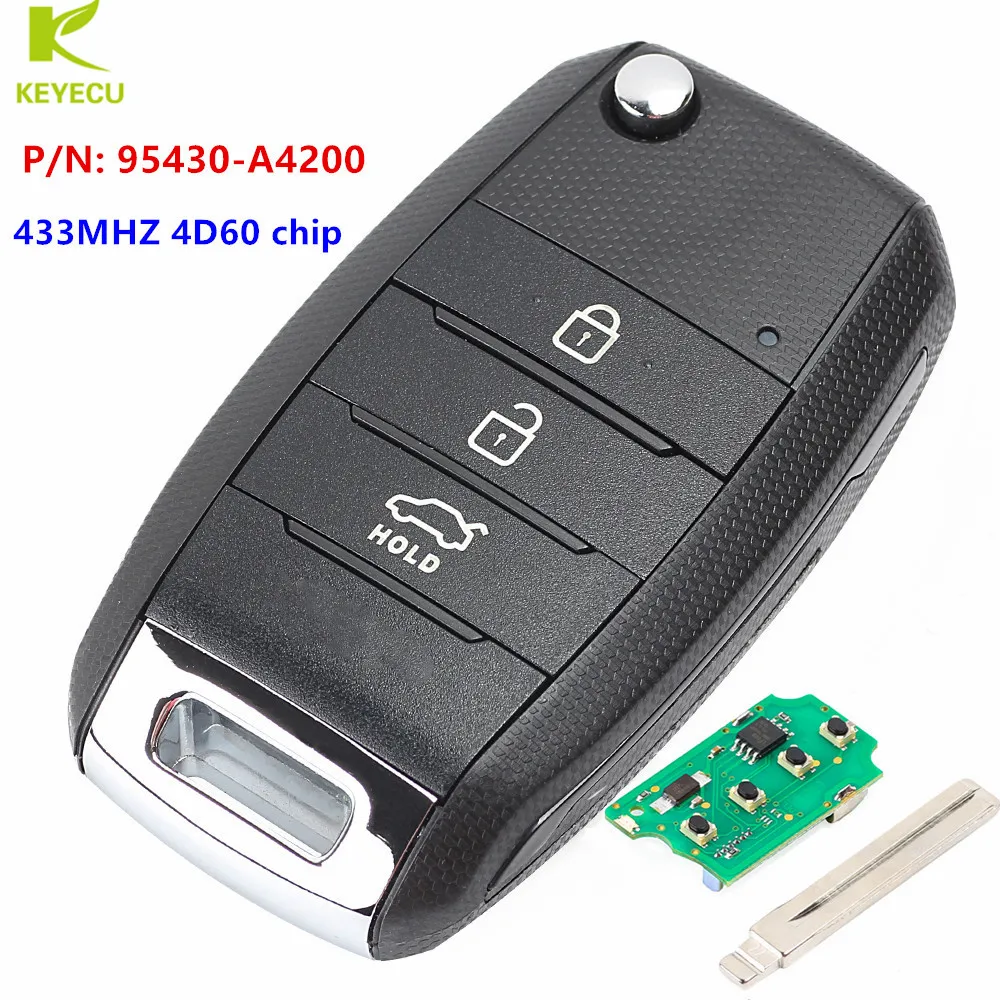 Пульт дистанционного управления KEYECU для KIA Carens Rondo 433 + P/N: 95430 A4200 с 3 кнопками 2012 МГц