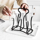 Портативная железная стеклянная стойка для слива стаканчиков, подставка для слива, держатель для кухни, органайзер для хранения