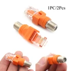 1 шт.2 шт., разъем типа F, Разъем RF Мама-папа RJ45, коаксиальный цилиндр, переходник, коаксиальный адаптер, разъемы RJ45 к RF, оптовая продажа