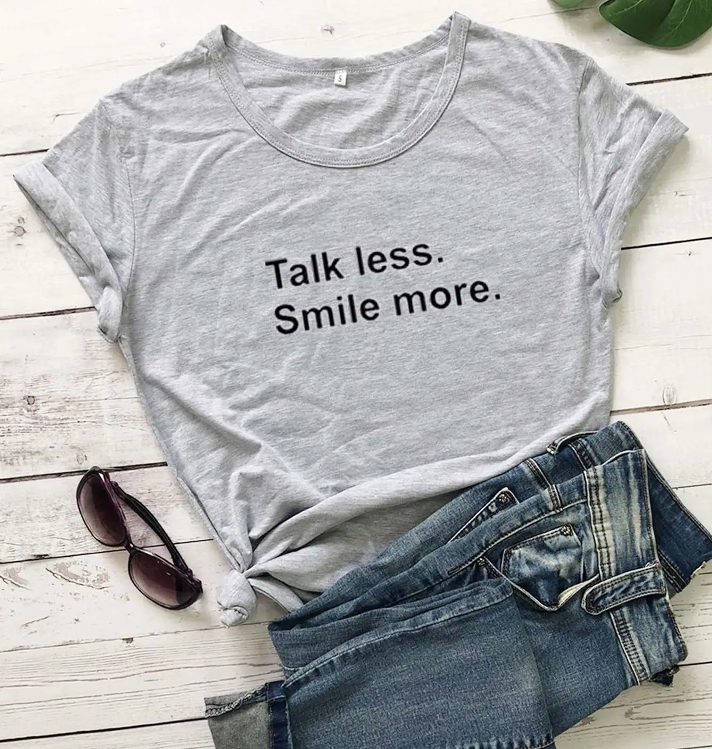 

Talk less smile more grunge tumblr unisex women fashion cotton casual young hipster tees vintage party street style tops M602