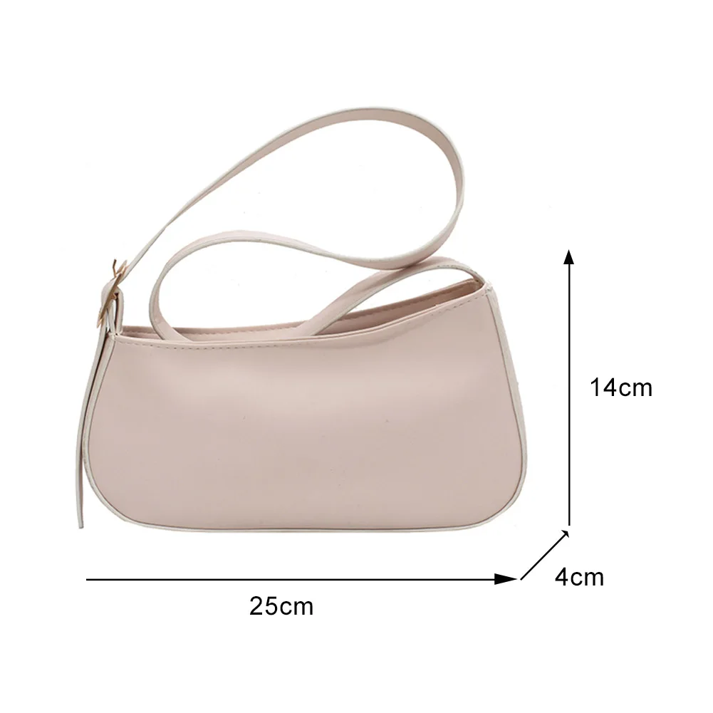 

Vintage Women Pure Color Shoulder Bags PU Leather Casual All-matchUnderarm Bag 2021 Elegant Ladies Small Handbag Purse Hot Sale