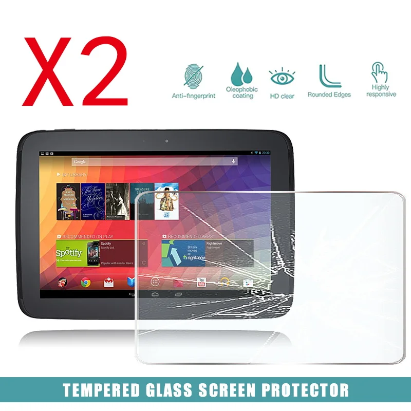 2Pcs Tablet Tempered Glass Screen Protector Cover for Google Nexus 10 Tablet Computer Anti-Scratch Explosion-Proof Screen