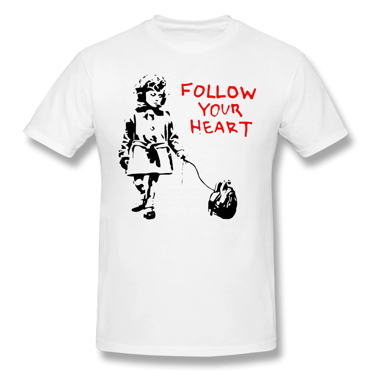 Граффити Бэнкси Follow Your Heart футболка размера плюс с О образным вырезом хлопок
